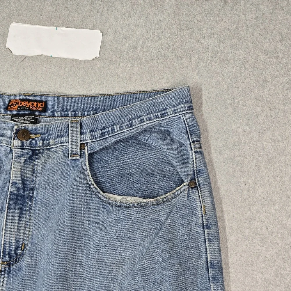 VINTAGE Anchor Blue Men Jeans 40X30 Blue Y2K Denim Beyond Baggy Cut Off Hem